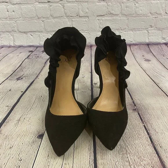 New York & Co Black Suede Stiletto High Heel Pumps - Picture 2 of 7